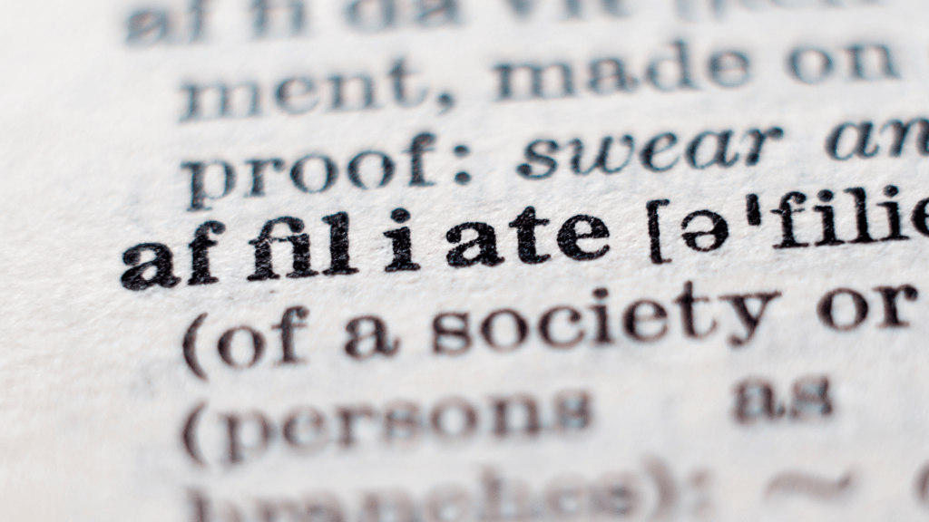 affiliate word printed
