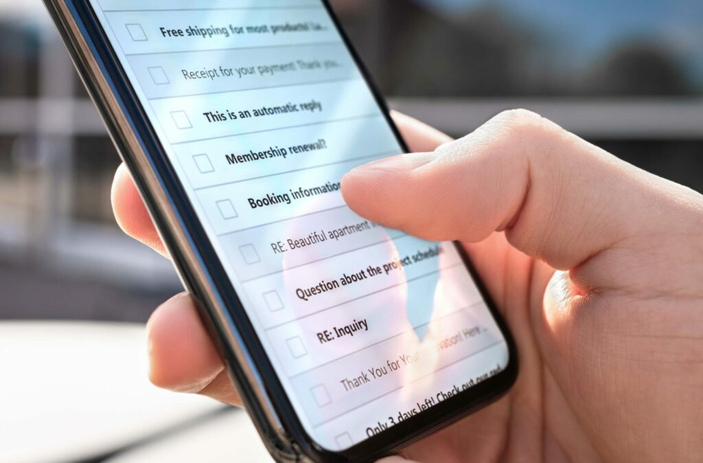 Email inbox on phone